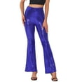 thumbnail image 1 of INSPIRE CHIC Women's Pant Sequin Sparkle Stretch Shiny Glitter Flare Bell Bottoms Pants M Blue Purple, 1 of 6