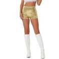 thumbnail image 1 of INSPIRE CHIC Women's Shorts Glitter Sequin Midrise Solid Sparkle Coctail Elastic Waist Shorts XL Gold, 1 of 6