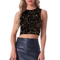 thumbnail image 1 of INSPIRE CHIC Sequin Tank Tops for Women Crop Scoop Neck Sleeveless Sparkly Glitter Club Party Nightout Vest Blouse M Gold, 1 of 6