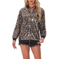 thumbnail image 1 of INSPIRE CHIC Sequined Shiny Jackets for Women's Long Sleeve Party Zipper Blazer Bomber Jacket XL Multicolor, 1 of 6