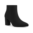 thumbnail image 1 of BLISSFUL STEP Women's Pointy Toe Side Zip Block Heels Ankle Boots Black 6, 1 of 7