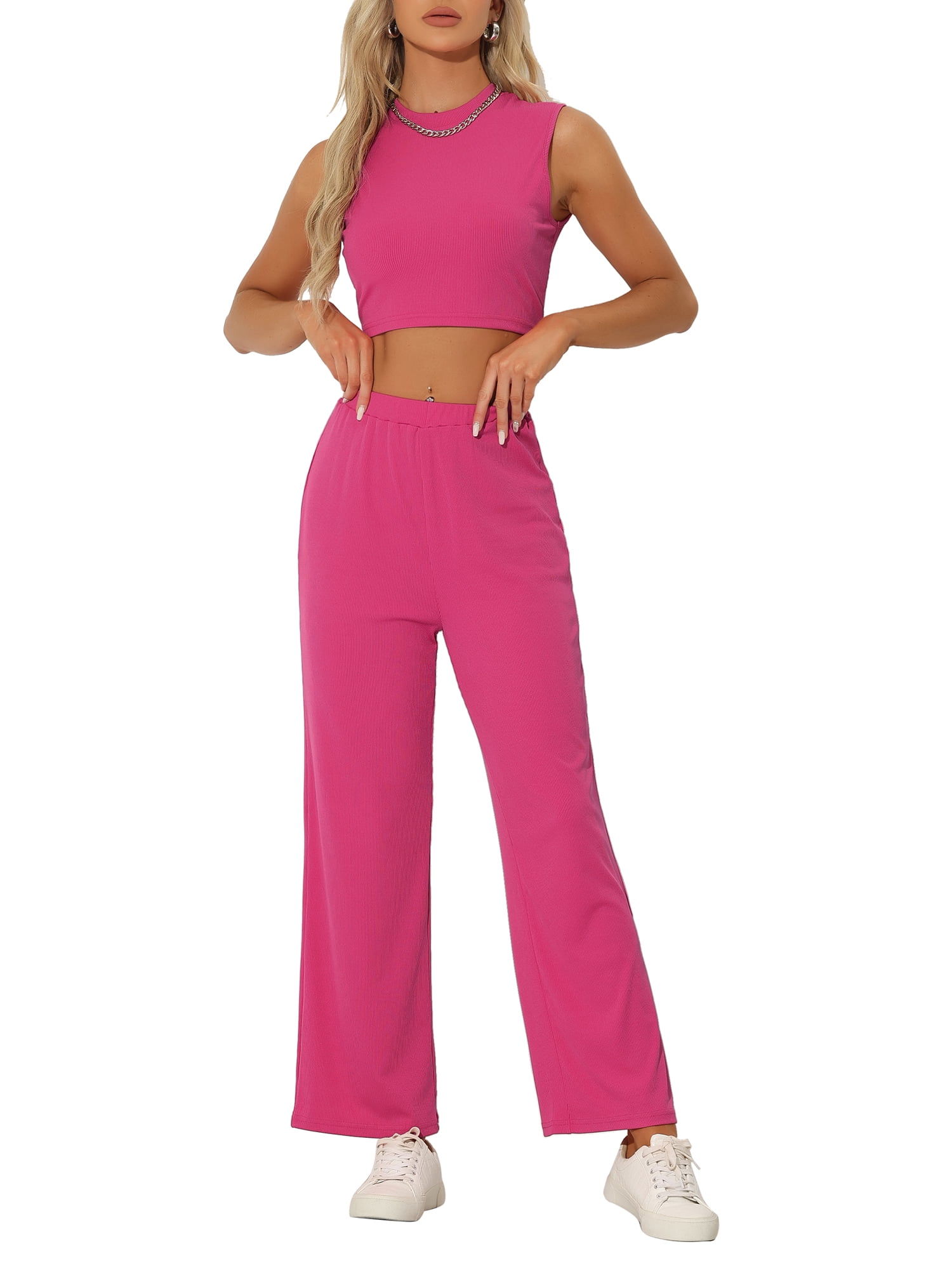 Mango Cropped Tank Top and Wide Leg Pants Set
