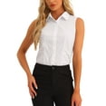thumbnail image 1 of INSPIRE CHIC Sleeveless Collared Business Work Bodysuit Tops for Women's Button Down Leotard Shirt XS White, 1 of 6