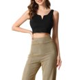 thumbnail image 1 of Allegra K Sleeveless Cropped Top for Women's Deep V Neck Side Zip Casual Tank Tops, 1 of 4