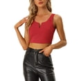 thumbnail image 1 of Allegra K Sleeveless Cropped Top for Women's Deep V Neck Side Zip Casual Tank Tops, 1 of 5