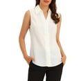 thumbnail image 1 of INSPIRE CHIC Sleeveless Shirt for Women's Basic Button Down Blouse XL White, 1 of 5