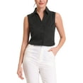 thumbnail image 1 of INSPIRE CHIC Sleeveless Shirt for Women's Basic Button Down Blouse XL Black, 1 of 5