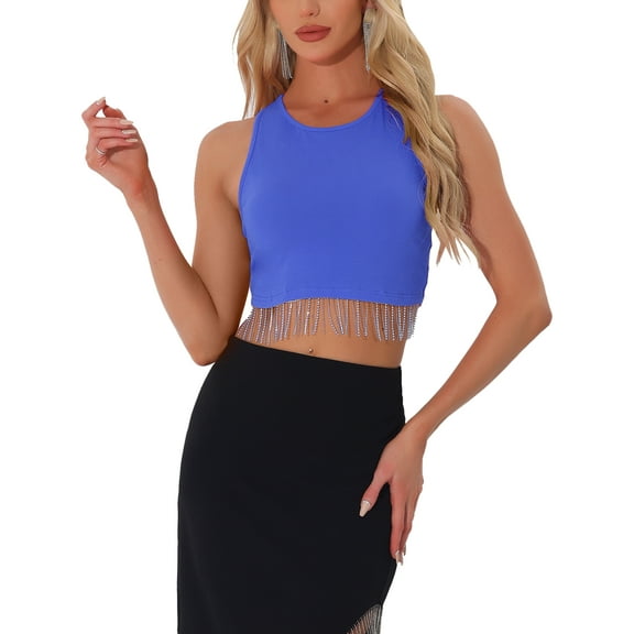 INSPIRE CHIC Sleeveless Summer Tank Top for Women's Casual Tee XS Royal Blue