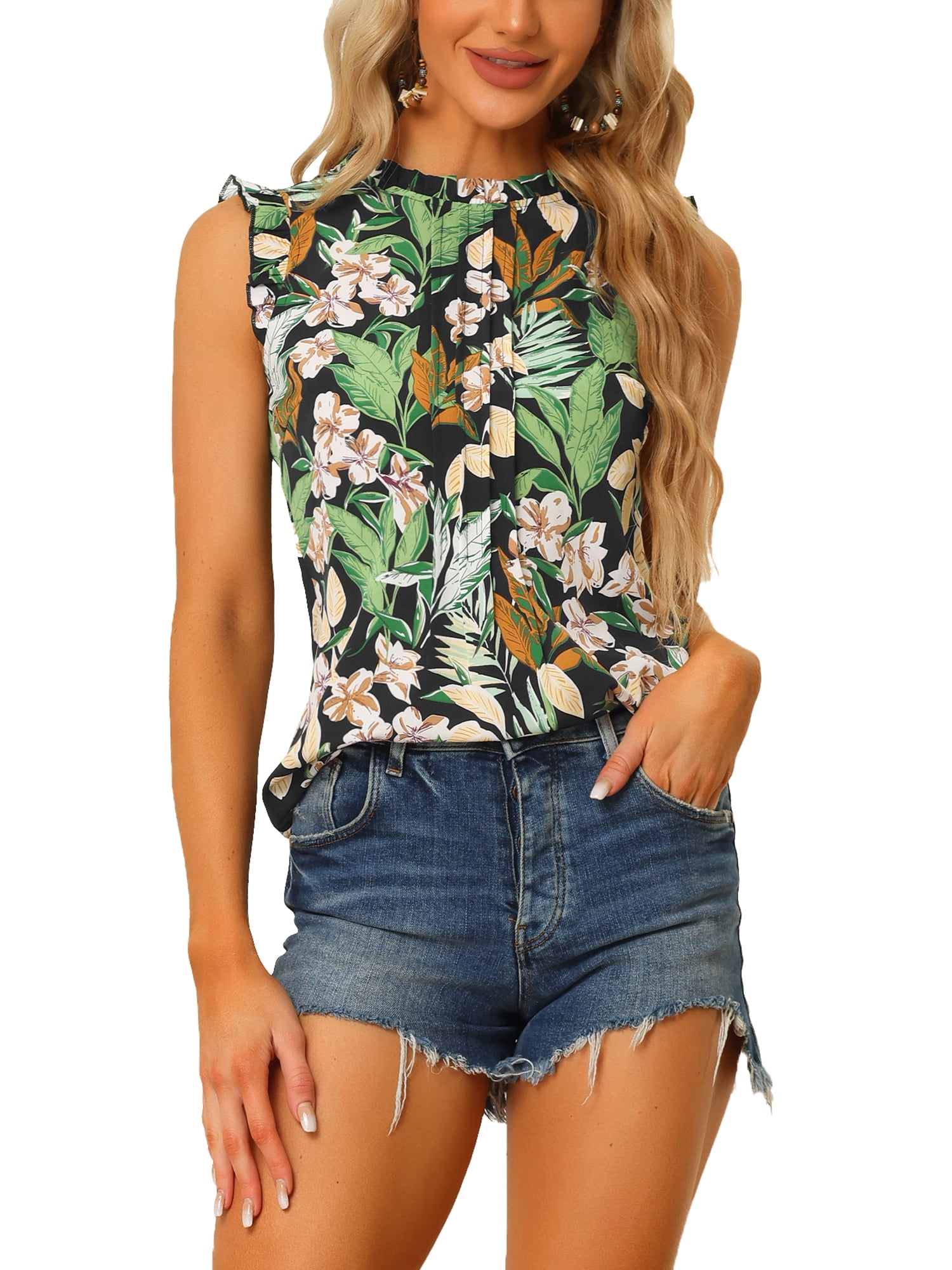 Sleeveless Top With Ruffled Hem main image 1