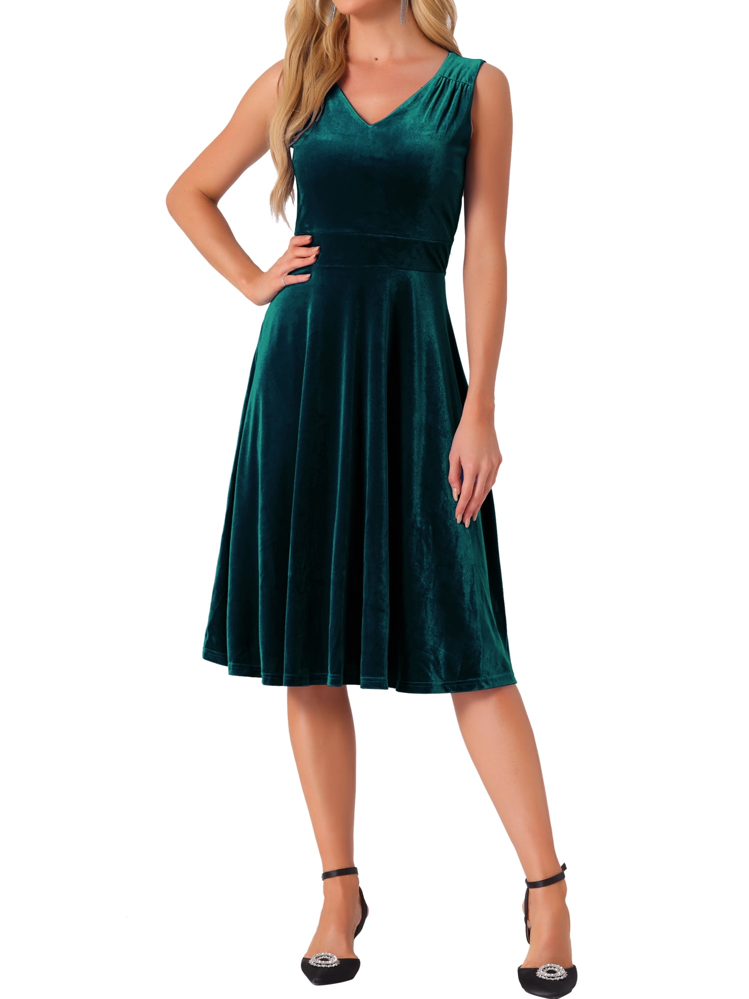 70’s Green Velvet High Waisted Dress main image 0