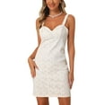 thumbnail image 1 of INSPIRE CHIC Spaghetti Strap Dress for Women's V Neck Lace Elegant Dresses S White, 1 of 5