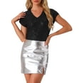 thumbnail image 1 of INSPIRE CHIC Sparkly Metallic Top for Women's Short Sleeve V Neck Party Sequin Tops, 1 of 6