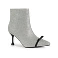 thumbnail image 1 of BLISSFUL STEP Women's Bow Glitter Pointed Toe Stiletto Heel Ankle Boots Silver 6.5, 1 of 6