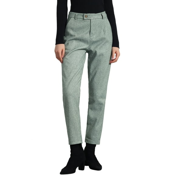 INSPIRE CHIC Straight Pants for Women Baggy Casual Button Down High Waist Cropped Pants with Pockets