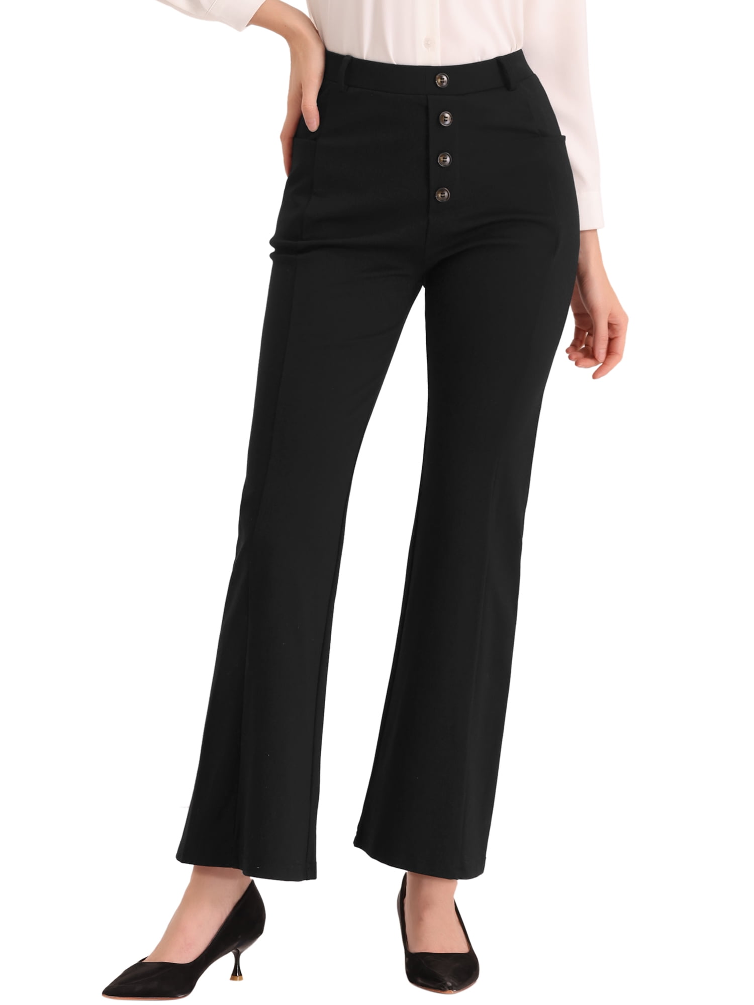 Allegra K Stretchy Bootcut Dress Pants for Women's High Waist Work