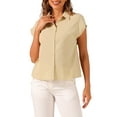 thumbnail image 1 of INSPIRE CHIC Summer Button Up Shirt for Women's Cotton Cap Sleeve Everyday Casual Blouse Tops, 1 of 5