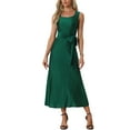 thumbnail image 1 of INSPIRE CHIC Summer Dress Womens Sleeveless Casual Maxi Dress Square Neck Solid Color Waist Strap Long Dresses, 1 of 5