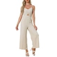 thumbnail image 1 of INSPIRE CHIC Summer Jumpsuit for Women's Casual Spaghetti Strap Cut Out Wide Leg Romper XS Beige, 1 of 6