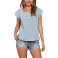 thumbnail image 1 of INSPIRE CHIC Women's Top Summer Square Neck Gingham Cap Sleeve Blouses XL Lake Blue, 1 of 6