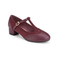 thumbnail image 1 of BLISSFUL STEP T-Strap Mary Janes for Women Ankle Strap Block Heels Pumps - Perfect for Parties and Cosplay Burgundy 9, 1 of 7