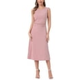 thumbnail image 1 of INSPIRE CHIC Tank Dress for Women's Crew Neck Ruched Casual A-line Midi Sleeveless Dresses XS Pink, 1 of 5