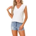 thumbnail image 1 of INSPIRE CHIC Tank Tops for Women's 2024 Elegant V Neck Ruffle Shirts Sleeveless Top XL White, 1 of 4