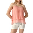 thumbnail image 1 of INSPIRE CHIC Tank Tops for Women's Double-Layer Pleated Ruffle Summer Spaghetti Strap Top, 1 of 5