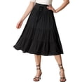 thumbnail image 1 of Allegra K Tiered A-Line Skirt for Women's Lace Up Elastic Waist Swing  Flare Midi Skirt, 1 of 5