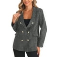 thumbnail image 1 of INSPIRE CHIC Tweed Blazer for Women's Button Front Plaids Jacket Coat, 1 of 5