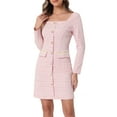 thumbnail image 1 of INSPIRE CHIC Tweed Dress for Women's Long Sleeves Square Neckline Knee Length Dresses, 1 of 6
