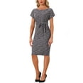 thumbnail image 1 of INSPIRE CHIC Tweed Dress for Women's Midi Round Neck Drop Sleeves Knee Length Dress Pink XS, 1 of 5