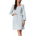 thumbnail image 1 of INSPIRE CHIC Tweed Dress for Women's Square Neck Long Sleeve Elegant Cocktail Plaid Dress L White Blue, 1 of 4