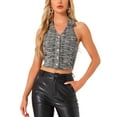 thumbnail image 1 of INSPIRE CHIC Tweed Halter Neck Vest for Women's Button Down Collared Backless Casual Waistcoat Vest, 1 of 6