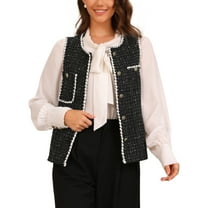 INSPIRE CHIC Tweed Plaid Vest for Women's Button Down Sleeveless Vintage Vests