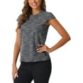 thumbnail image 1 of INSPIRE CHIC Women's Tweed Tops Marled Pattern Cap Sleeve Casual Summer Blouse M Black, 1 of 6
