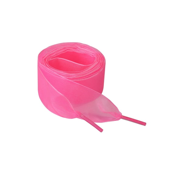 INSPIRE CHIC2 Pairs Flat Snow Yarn Shoelaces 2.5cm/4cm Wide Transparent Shoe Laces for Sneakers Bright Pink 110cm/43"