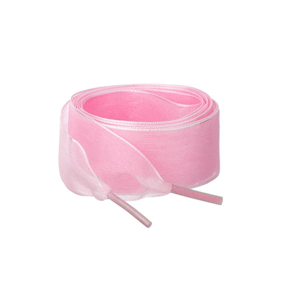 INSPIRE CHIC 2 Pairs Flat Snow Yarn Shoelaces 2.5cm/4cm Wide Transparent Shoe Laces for Sneakers Light Pink 110cm/43"