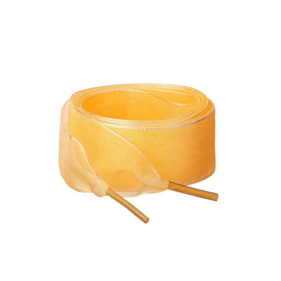 INSPIRE CHIC2 Pairs Flat Snow Yarn Shoelaces 2.5cm/4cm Wide Transparent Shoe Laces for Sneakers Pumpkin Color 120cm/47"