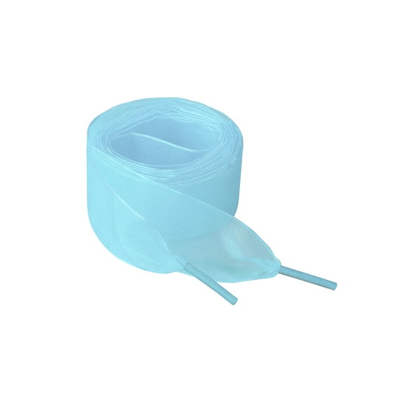 INSPIRE CHIC 2 Pairs Flat Snow Yarn Shoelaces 2.5cm/4cm Wide Transparent Shoe Laces for Sneakers Sky Blue 180cm/71"