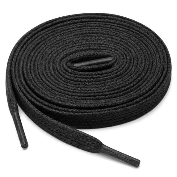 INSPIRE CHIC Unisex 2 Pairs Waxed Cotton Flat Shoelaces for Work Boots Casual Shoes Black 140cm / 55.11"