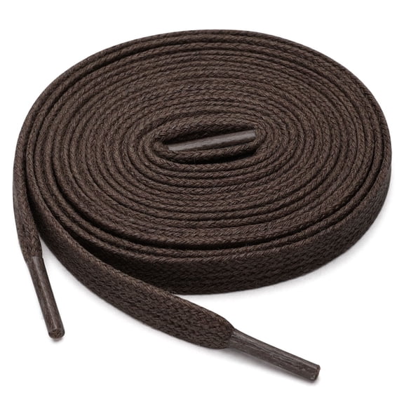 INSPIRE CHIC Unisex Waxed Cotton Flat Shoelaces 0.7cm Replacement Laces for Boots Dress Shoes Sneakers 2 Pairs Dark Brown 60cm / 23.62"