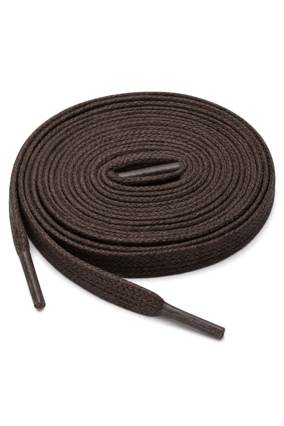 Unisex 2 Pairs Waxed Cotton Flat Shoelaces for Work Boots Casual Shoes Dark Brown 70cm / 27.55"