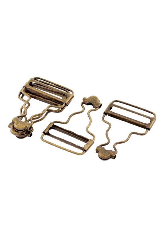 5Pcs Metal Dungaree Fasteners Clip Suspender Buckles 2" x 1.4" Bronze Tone
