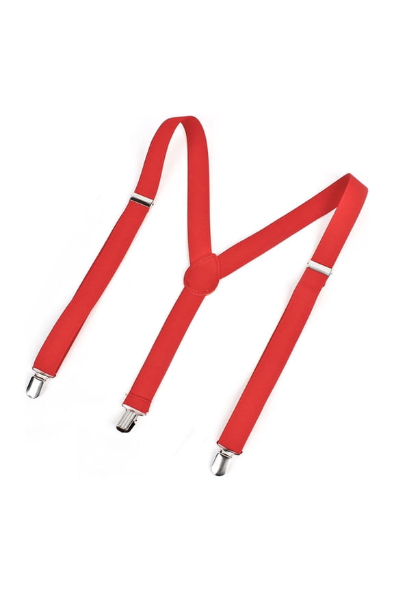 Unisex Adjustable Pants Elastic Y Back Suspender Braces Red