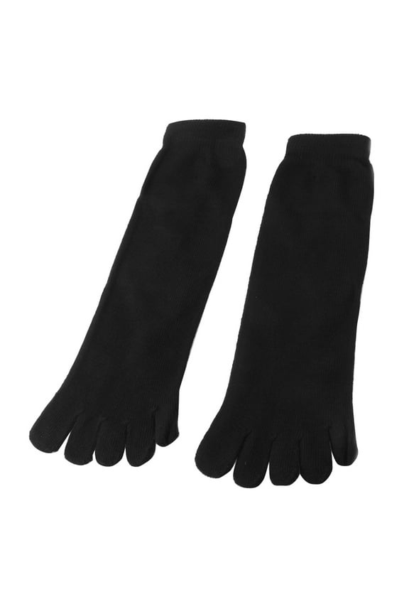 Unisex Ankle High Length Elastic Five Finger Feet Toe Socks One Size Black
