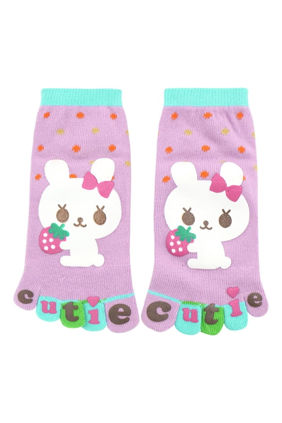Unisex Ankle Length Rabbit Letters Print Stretchy Toe Socks Youth Shoe Size 9-11/Age 3-4 years Purple