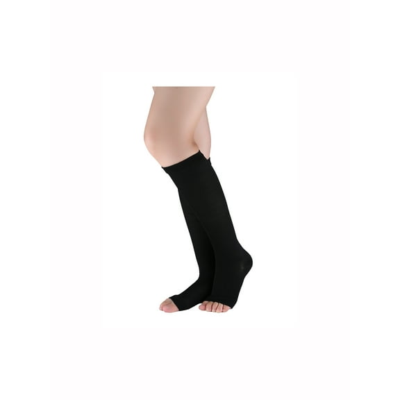 INSPIRE CHIC Unisex Breathable Toeless Compression Knee High Socks Black