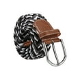 thumbnail image 1 of INSPIRE CHIC Unisex Canvas Elastic Fabric Woven Stretch Braided Belts Black Gray Total Length: 41 3/8 inches, 1 of 6