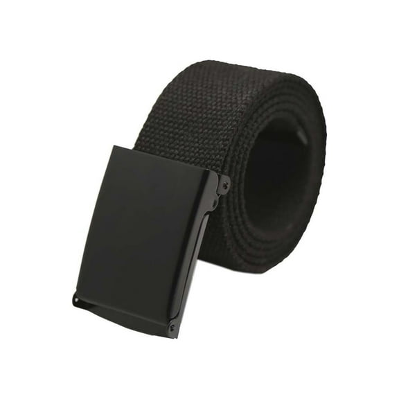 INSPIRE CHIC Unisex Canvas No Holes Slide Buckle Adjustable Waist Belt Black (Black Buckle) 24-34