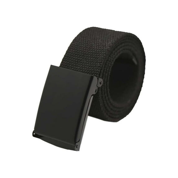 INSPIRE CHIC Unisex Canvas No Holes Slide Buckle Adjustable Waist Belt Black (Black Buckle) 24-34